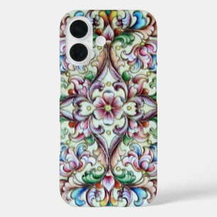 ELEGANT GREEN PINK FLORAL FANTASY iPhone 16 CASE