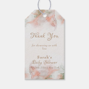 Elegant Green Pink Watercolor Agate Baby Shower  Gift Tags