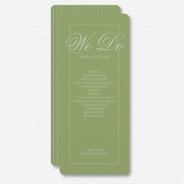 Elegant Green Pinstripe Wedding Program (Creator Uploaded)
