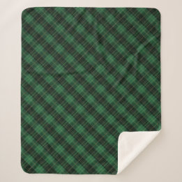 Elegant Green Plaid Christmas Sherpa Blanket