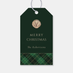 Elegant  Green Plaid Merry Christmas Personalized  Gift Tags