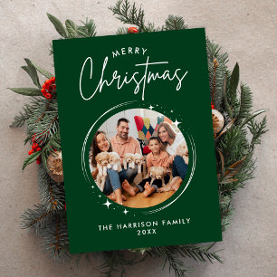 Elegant Green Plaid Stylish Flat Holiday Card