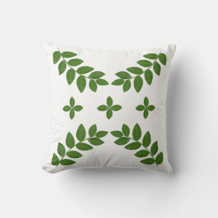 Elegant Green Plant Leaves on White Cushion