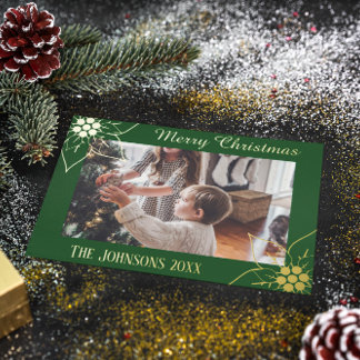 Elegant Green Poinsettia Christmas Photo