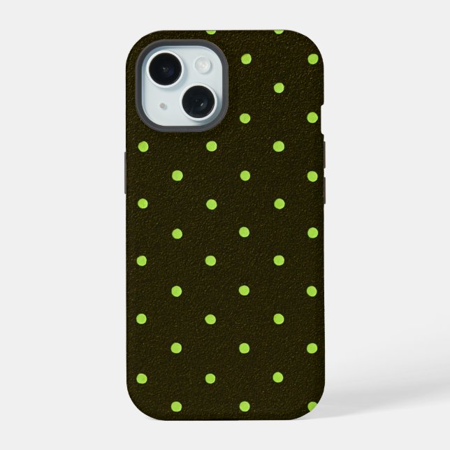 Elegant Green Polka Dots  iPhone 15 Case (Back)
