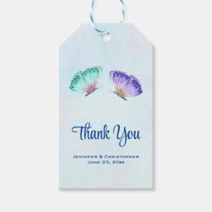 Elegant Green & Purple Watercolor Butterflies Gift Tags