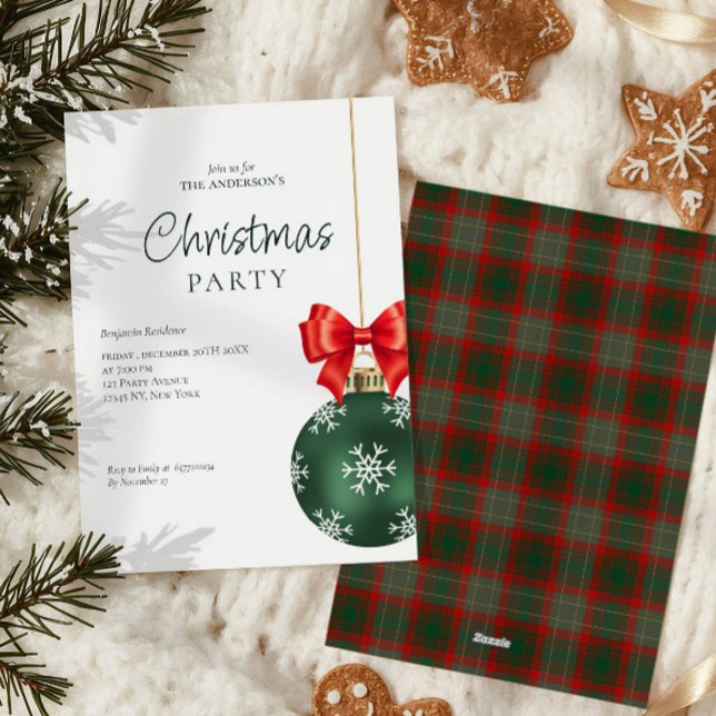 Elegant Green Red Christmas Party  Holiday Card (Creator Uploaded)
