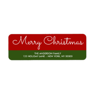 Elegant Green red Christmas Return Address Label