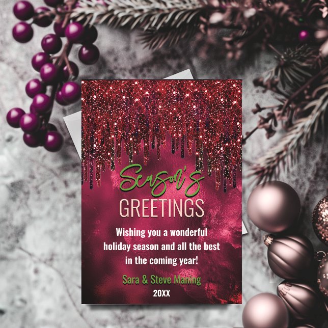 Elegant green red glitter drips Christmas new year (Creator Uploaded)