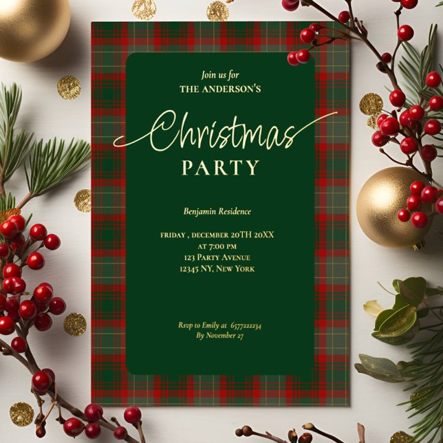 Elegant Green Red Plaid Christmas Party  (Creator Uploaded)