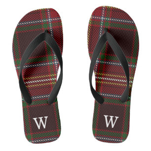 Elegant green & red tartan plaid Personalised Jandals