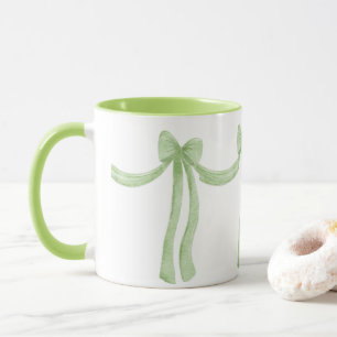 Elegant Green Ribbon Satin Look Pretty Girly Mug