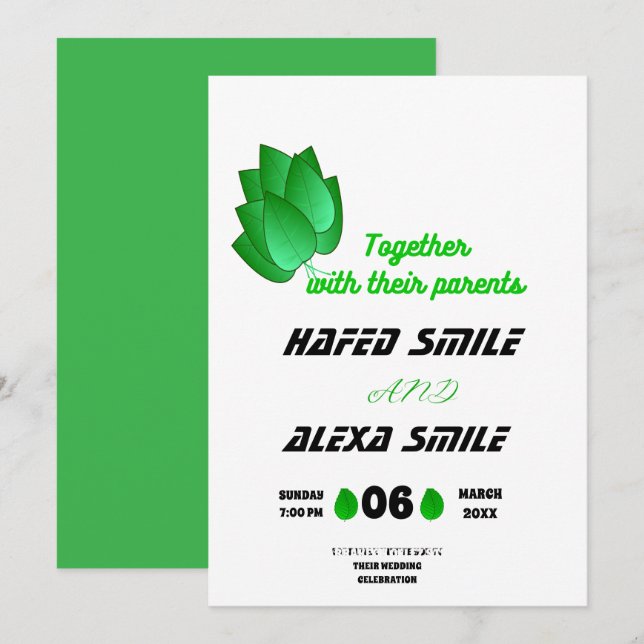 Elegant green rose and floral design Wedding In Invitation (Front/Back)