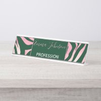 Elegant Green Rose Gold Glitter Zebra