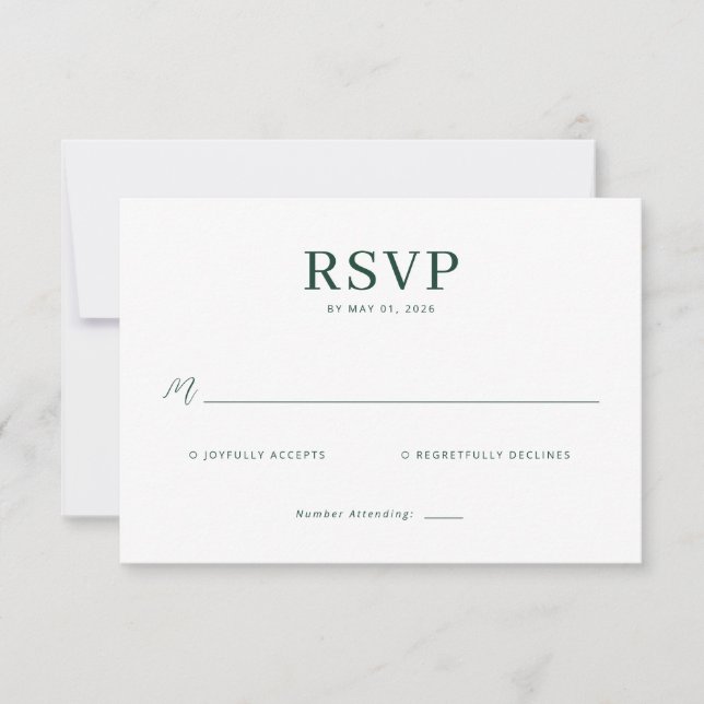 Elegant Green RSVP Card (Front)