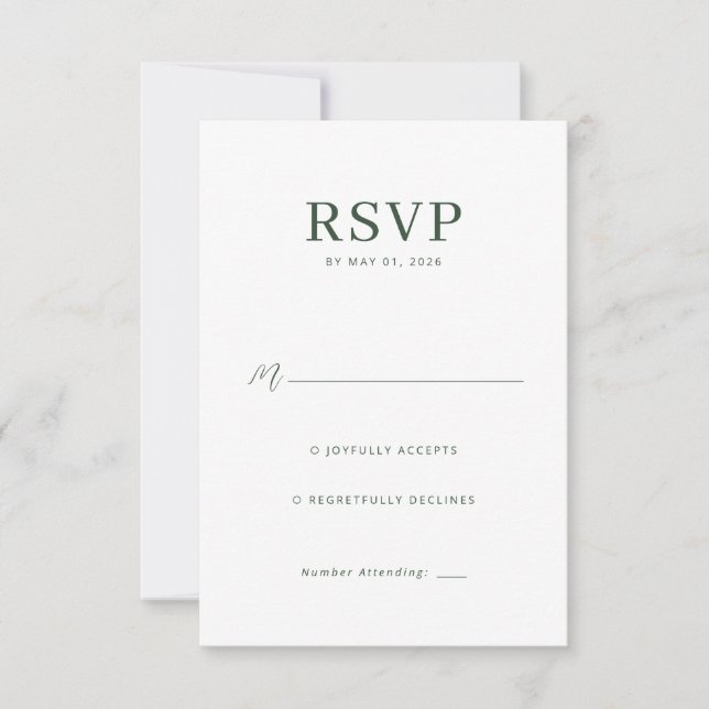 Elegant Green RSVP Card (Front)