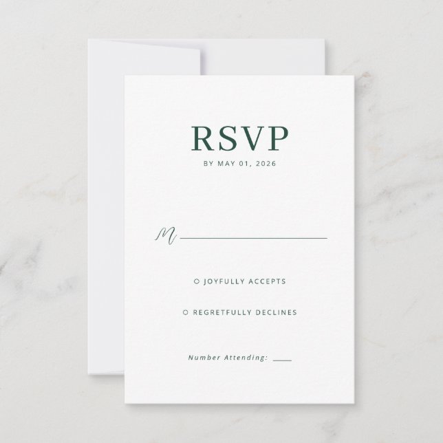 Elegant Green RSVP Card (Front)