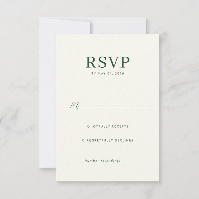 Elegant Green RSVP Card (Front)