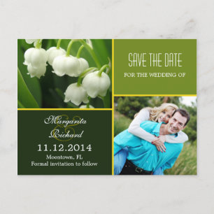 elegant green save the date photo postcards