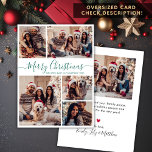 Elegant Green Script 5 Photo Collage Christmas  Holiday Card<br><div class="desc">Modern Simple Elegant Green Calligraphy 5 Photo Collage Merry Christmas Script Holiday Card. PLEASE NOTE, THESE 6.5" X 8.75" SIZE CARDS ARE LARGER THAN AVERAGE, DUE TO THE LARGER CARD SIZE, IT'S ALMOST CERTAIN THAT THE POSTAGE COSTS WILL BE HIGHER. IF YOU PREFER THE STANDARD 5X7" SIZE, YOU CAN FIND...</div>