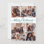 Elegant Green Script 5 Photo Collage Christmas Holiday Card<br><div class="desc">Modern Simple Elegant Green Calligraphy 5 Photo Collage Merry Christmas Script Holiday Card. This minimalist festive whimsical five (5) photo holiday greeting card template features a pretty grid photo collage and says „Merry Christmas”! The „Merry Christmas” greeting text is written in a beautiful hand lettered swirly swash-tail font typography or...</div>