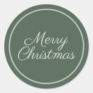 Elegant Green Script Merry Christmas Classic Round Sticker