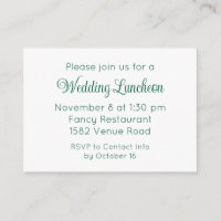 Elegant Green Script Wedding Event Invitation