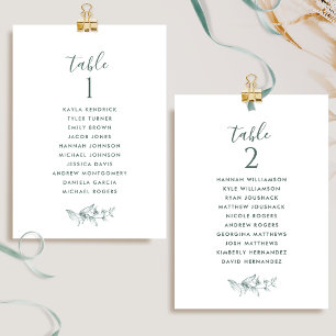 Elegant Green Seating Plan Cards w/ Guest Names