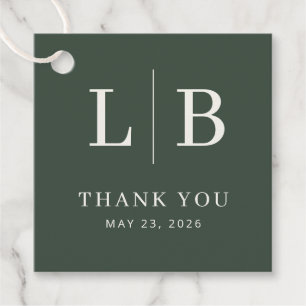 Elegant Green Serif Wedding Favour Tag