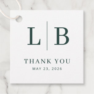 Elegant Green Serif Wedding Favour Tag