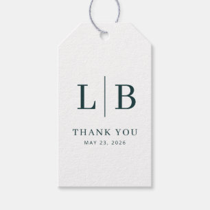 Elegant Green Serif Wedding Favour Tag