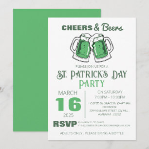 Elegant Green Shamrock St. Patrick's Day Party Invitation