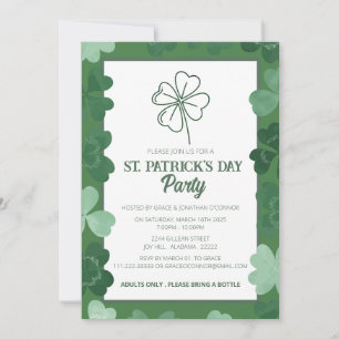 Elegant Green Shamrock St. Patrick's Day Party Invitation