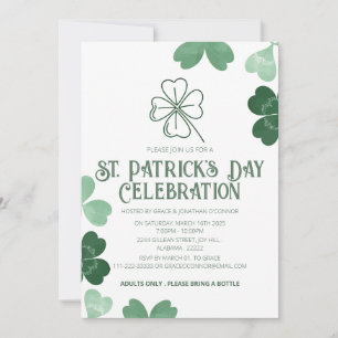 Elegant Green Shamrock St. Patrick's Day Party Invitation