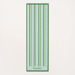 Elegant Green Silver Stripe Zen Yoga Namaste Mat