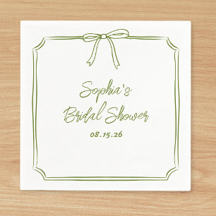 Elegant Green Simple Classic Bow Bridal Shower Napkin