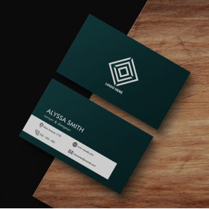 Elegant Green Simple Minimal Modern Luxury Custom Business Card