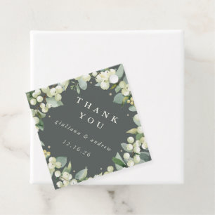 Elegant Green Snowberry+Eucalyptus Wedding Favour Tags