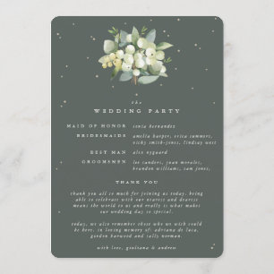 Elegant Green Snowberry+Eucalyptus Winter Wedding Programme