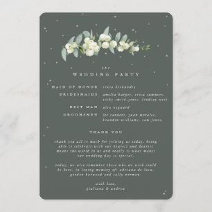 Elegant Green Snowberry+Eucalyptus Winter Wedding Programme