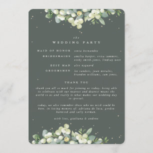 Elegant Green Snowberry+Eucalyptus Winter Wedding Programme