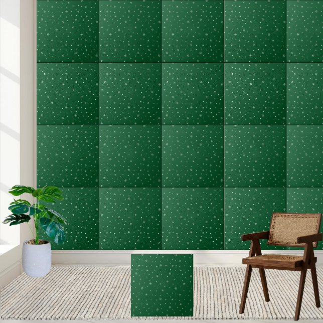 Elegant Green Snowflake Pattern- Festive Winter Tile (Elegant Green Snowflake Pattern- Festive Winter Ceramic Tile)