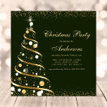Elegant Green Sparkle Christmas Tree Party Invitation<br><div class="desc">Elegant Green Sparkle Christmas Tree Party Invitation. This design features an elegant winter design with a gold sparkle Christmas tree on a green holiday background. Perfect for a formal corporate company holiday party. Personalise this custom design with your own party details.</div>
