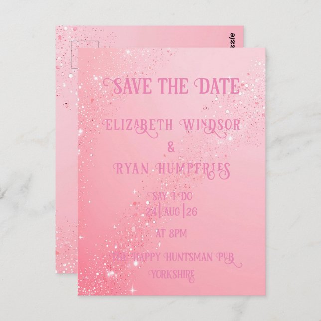 Elegant Green Sparkle Design for Wedding  Postcard (Front/Back)