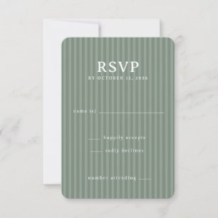 Elegant Green Striped RSVP Card