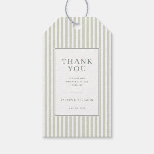Elegant Green Striped Thank You Gift Tags