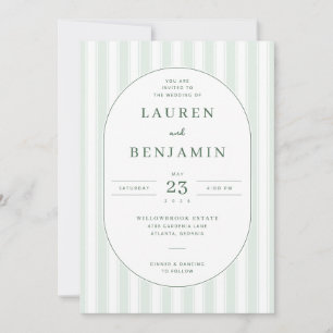 Elegant Green Stripes Invitation