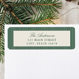 Elegant Green Stripes Return Address