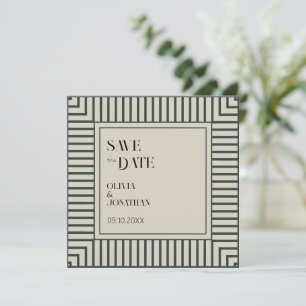 Elegant Green Stripes Simple Save the Date Invitation