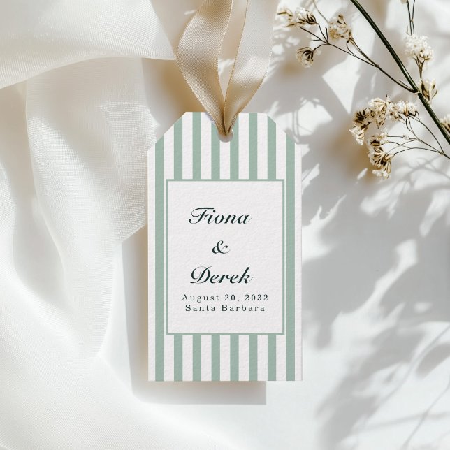 Elegant Green Stripes Wedding  Gift Tags (Elegant Green Stripes Wedding Gift Tags)